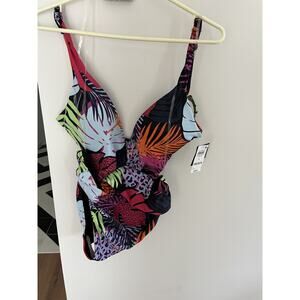 Bar111 Womens L Palm Prowl Monokini Cross Front Multicolor Subtle Support NWT